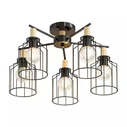 escada six light caged ceiling light
