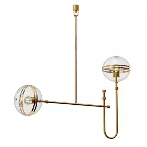 ayler brass pendant light with two glass globes hanging from it