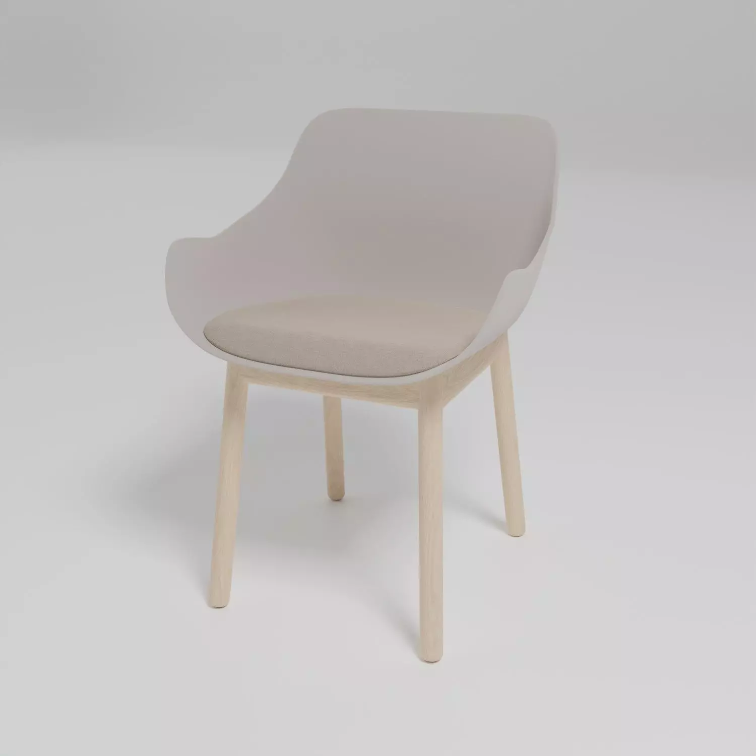Baltic Remix wooden base polypropylene shell chair with cushion Free 3D model_0