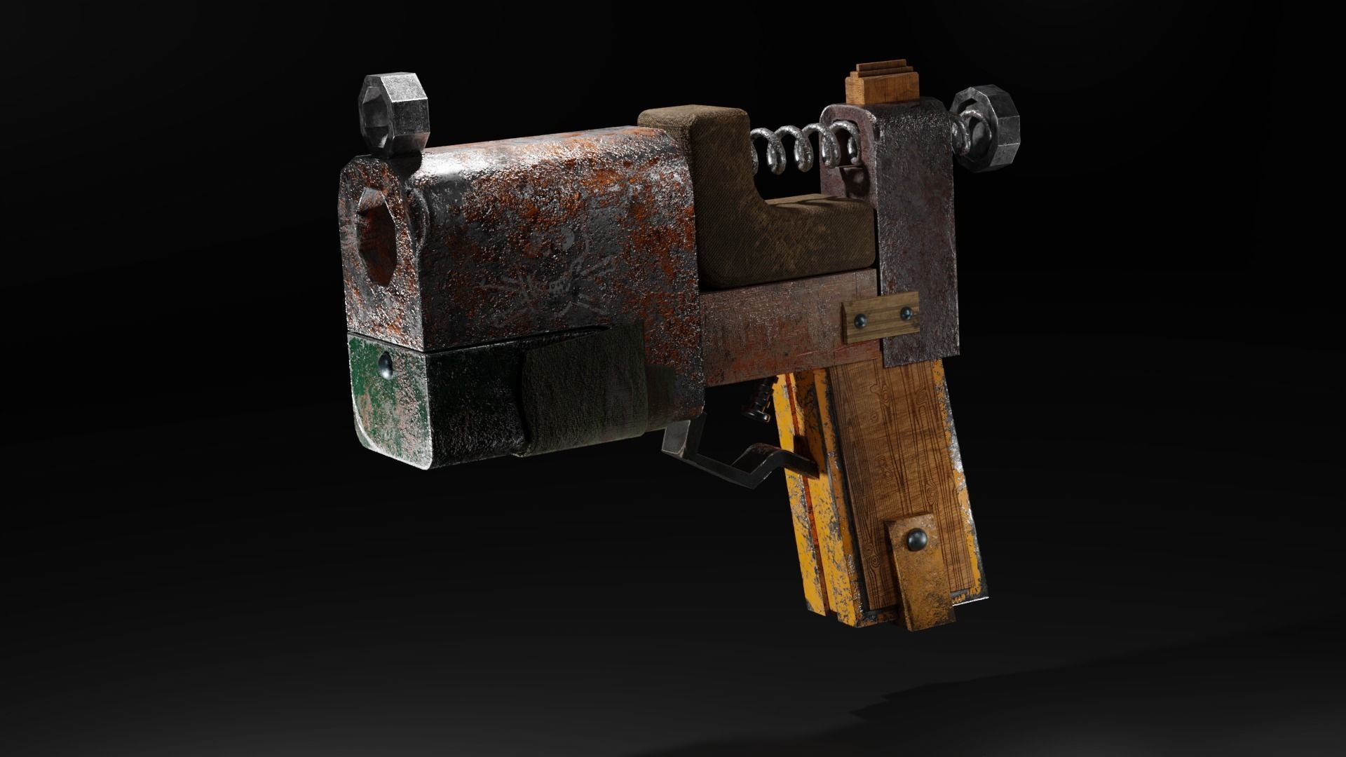 Homemade post-apocalyptic pistol Low-poly 3D model_13