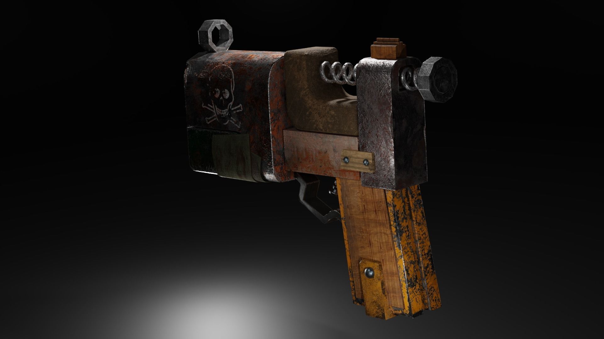 Homemade post-apocalyptic pistol Low-poly 3D model_26