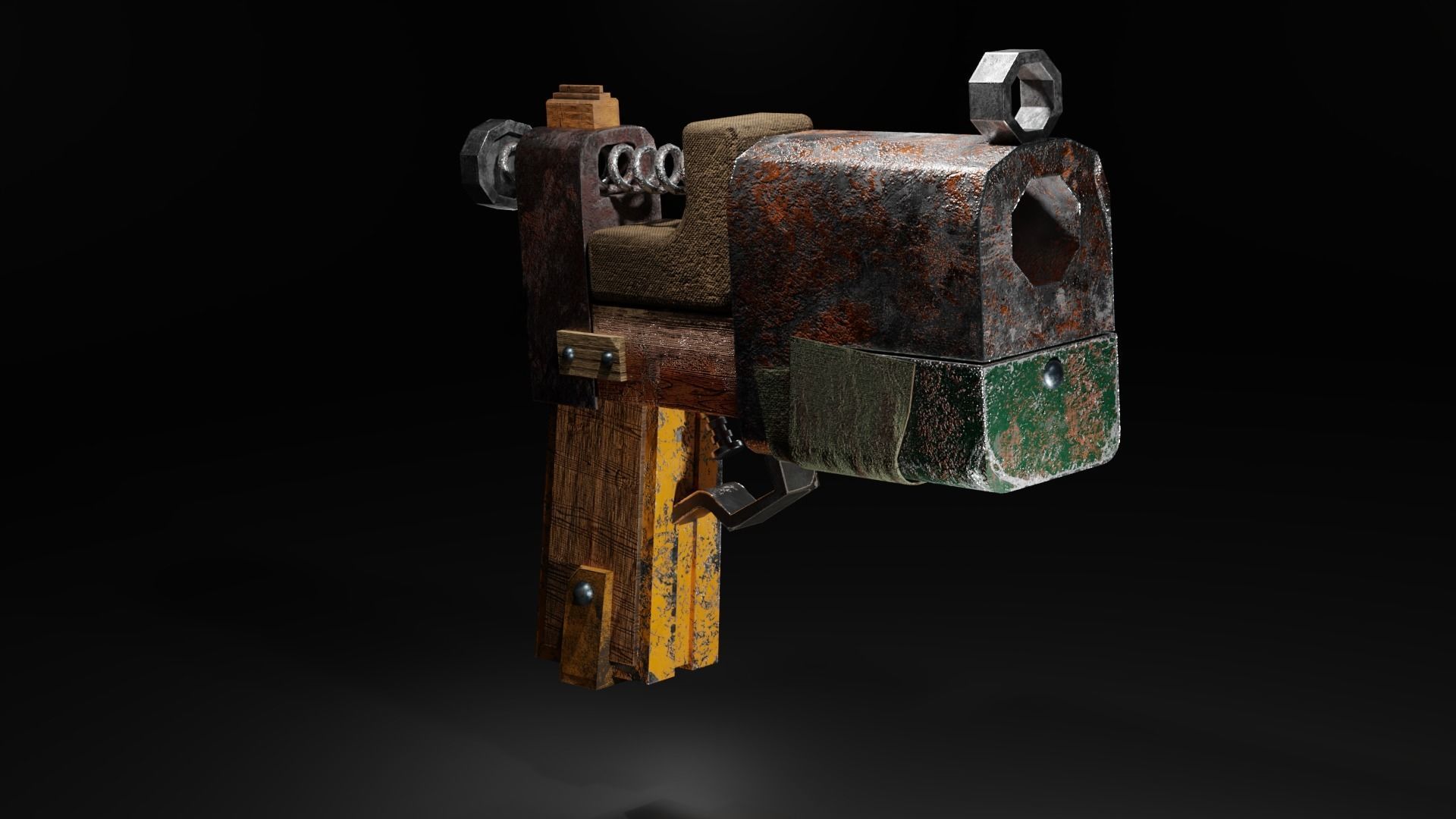 Homemade post-apocalyptic pistol Low-poly 3D model_19