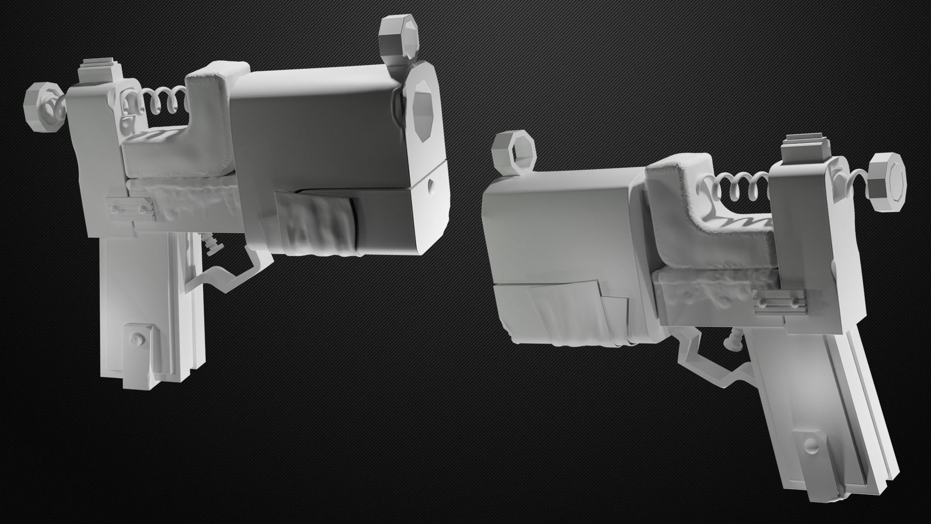 Homemade post-apocalyptic pistol Low-poly 3D model_7