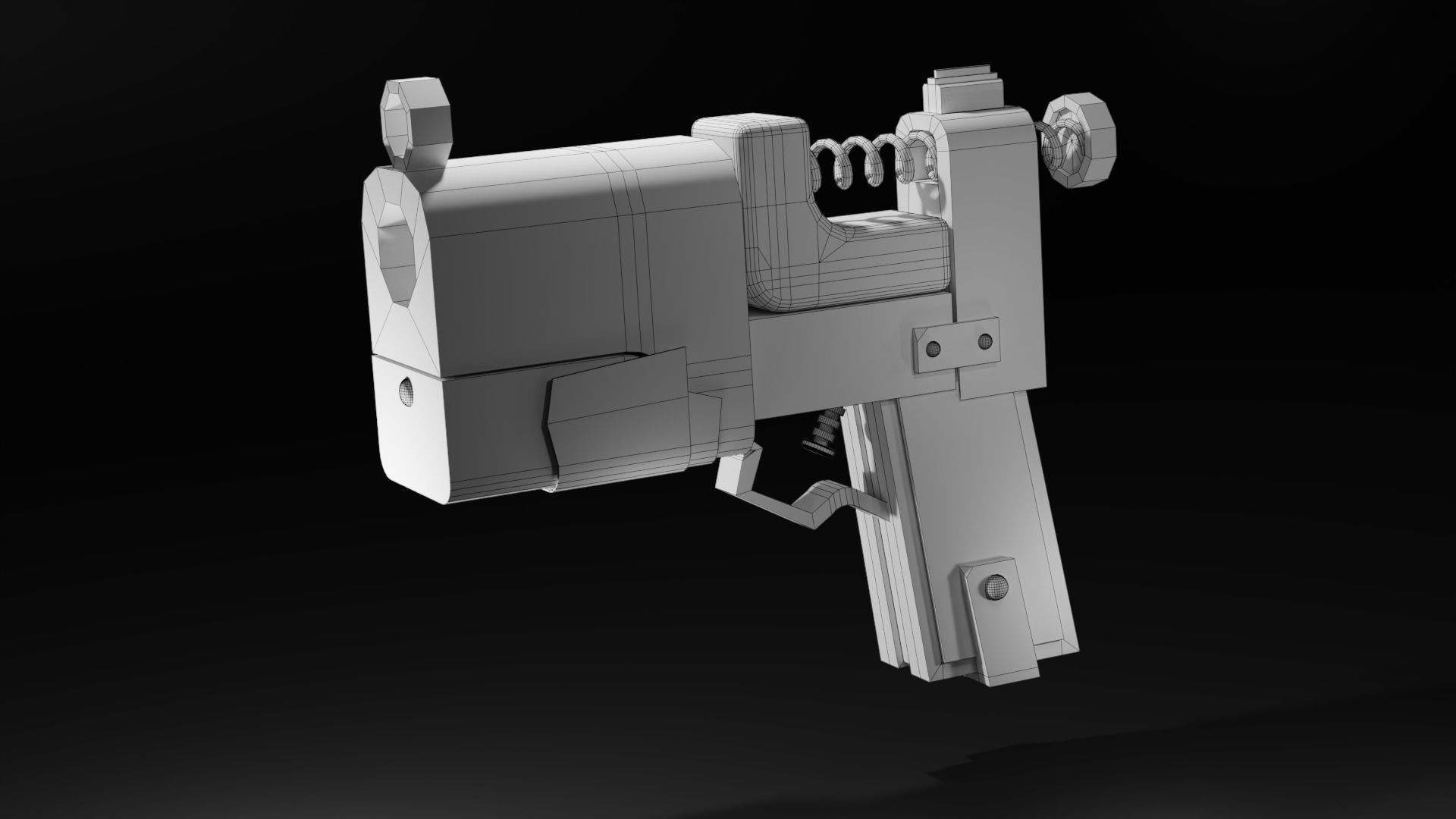 Homemade post-apocalyptic pistol Low-poly 3D model_33