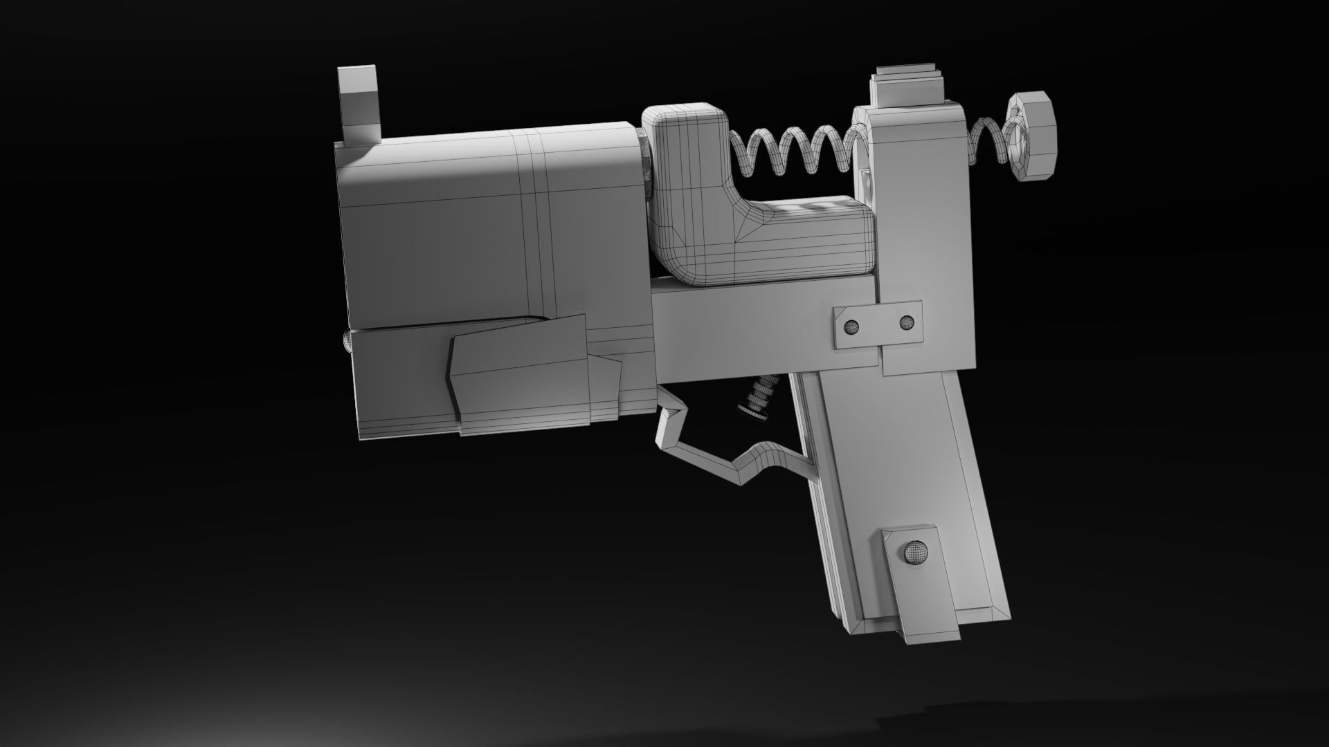 Homemade post-apocalyptic pistol Low-poly 3D model_50