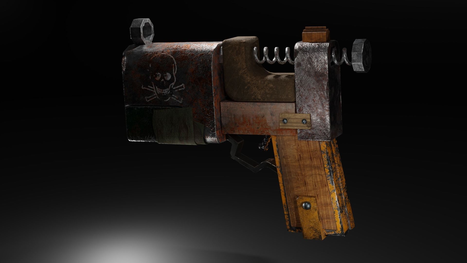 Homemade post-apocalyptic pistol Low-poly 3D model_27