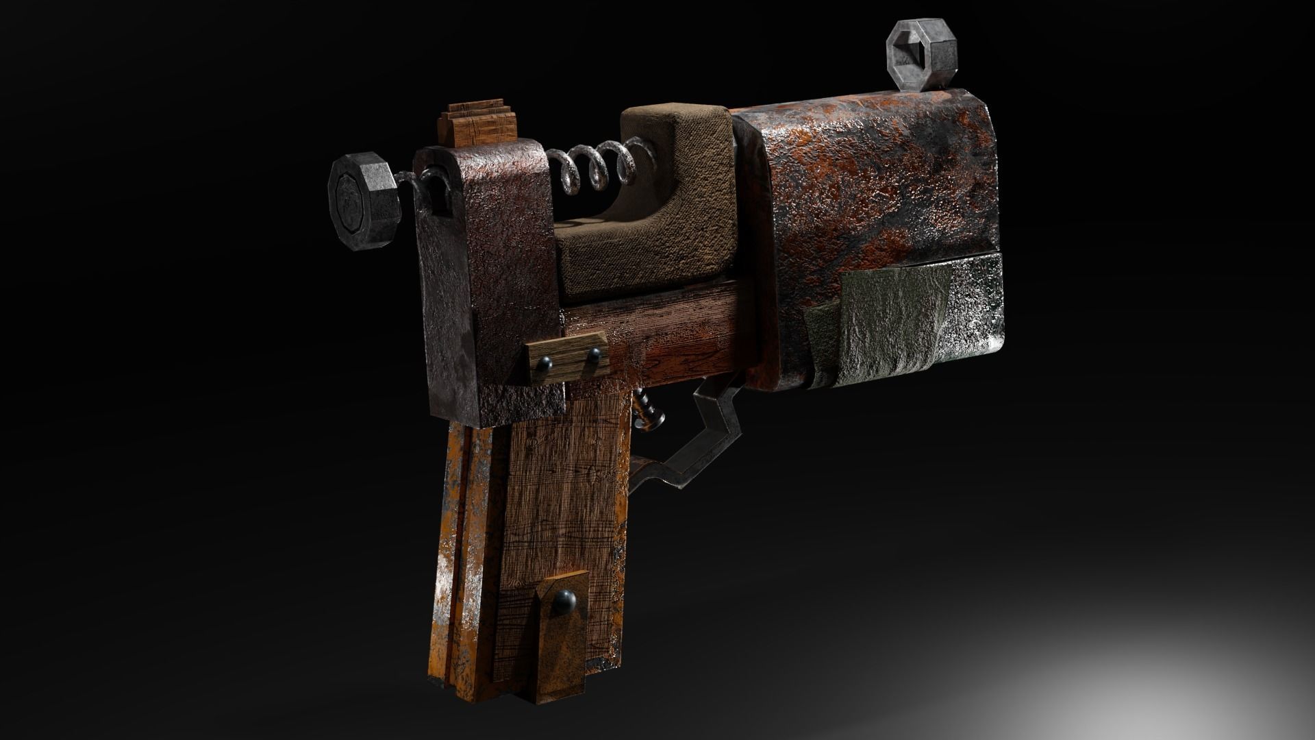 Homemade post-apocalyptic pistol Low-poly 3D model_22