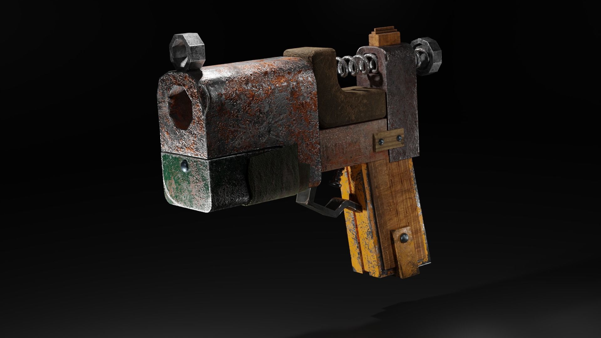 Homemade post-apocalyptic pistol Low-poly 3D model_14