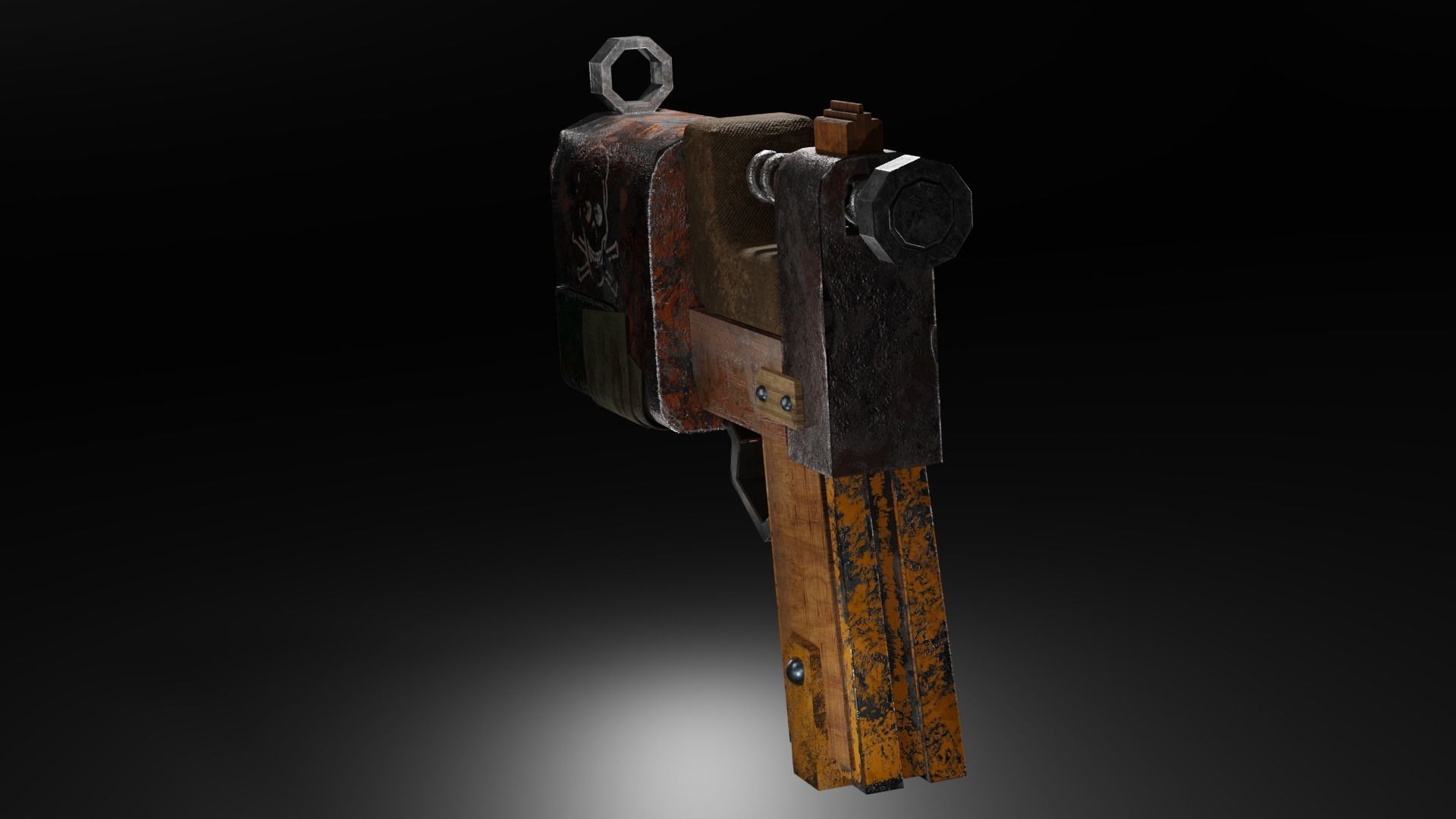 Homemade post-apocalyptic pistol Low-poly 3D model_25