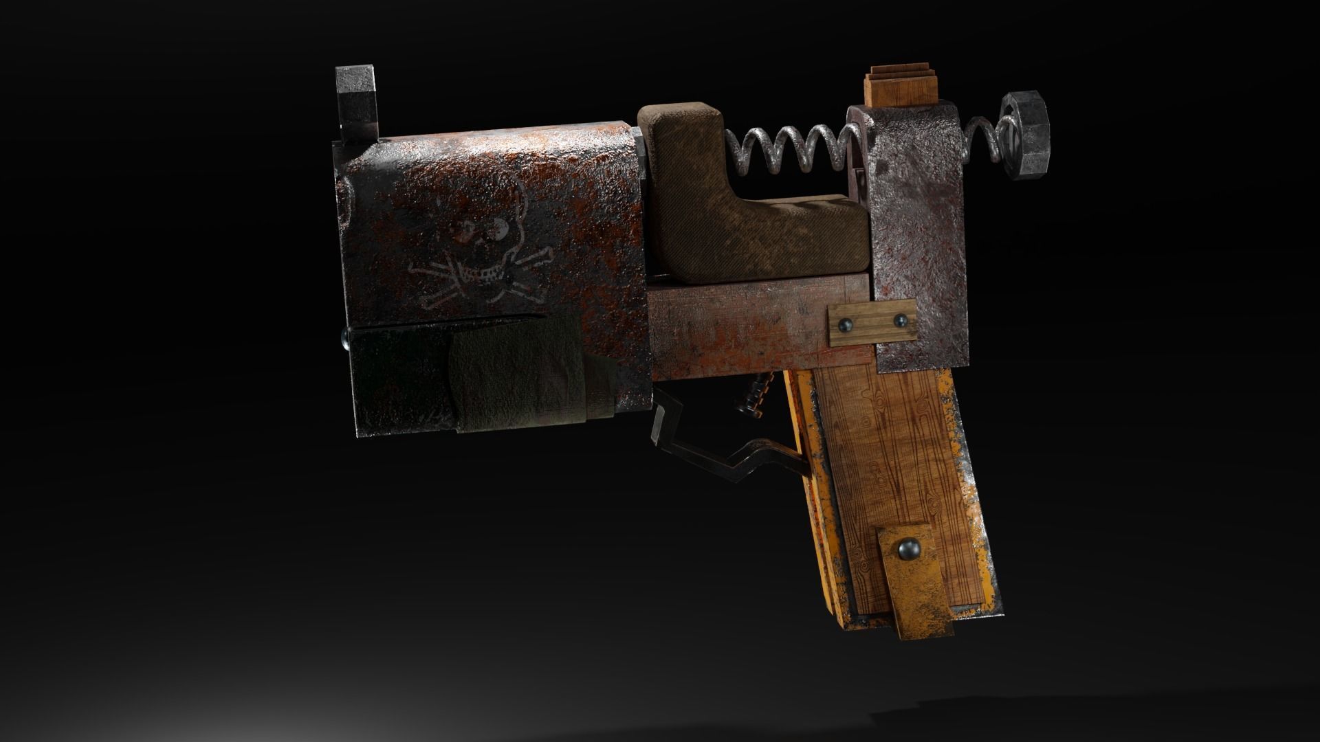 Homemade post-apocalyptic pistol Low-poly 3D model_29