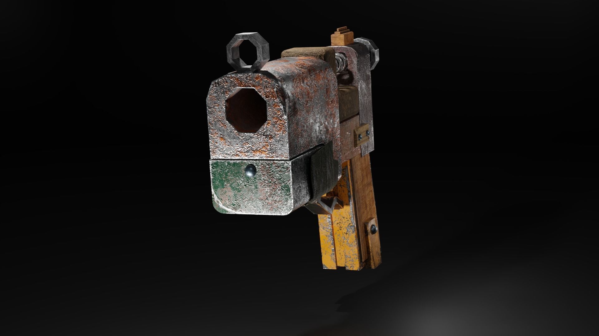Homemade post-apocalyptic pistol Low-poly 3D model_16