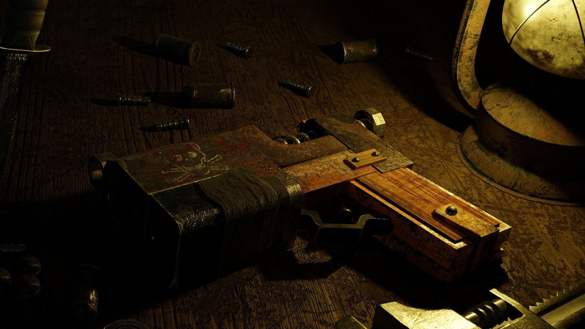 Homemade post-apocalyptic pistol Low-poly 3D model_10