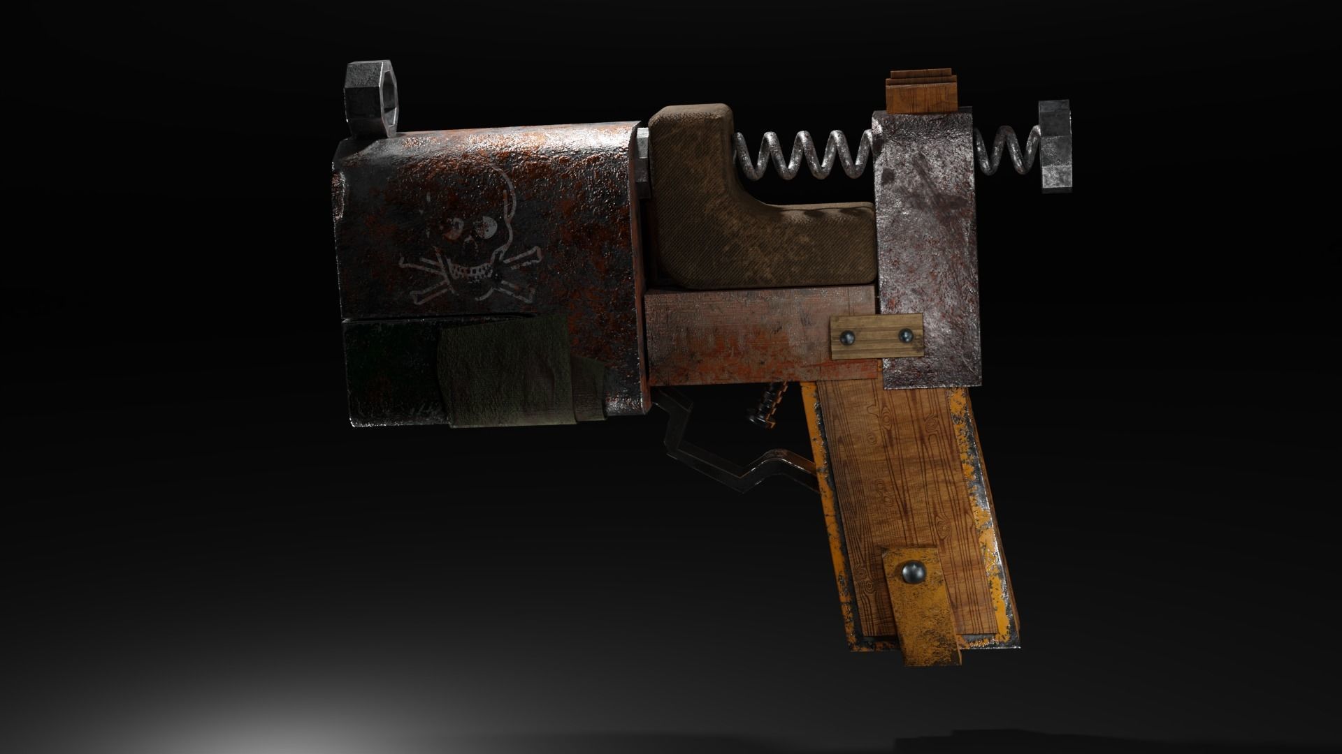 Homemade post-apocalyptic pistol Low-poly 3D model_28