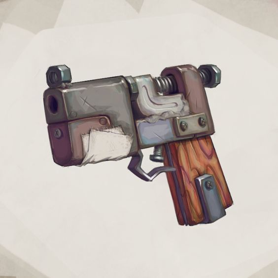 Homemade post-apocalyptic pistol Low-poly 3D model_11