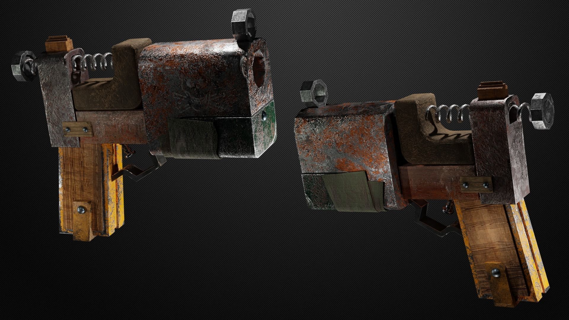 Homemade post-apocalyptic pistol Low-poly 3D model_5
