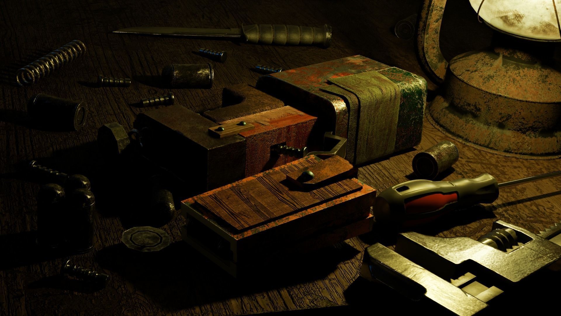 Homemade post-apocalyptic pistol Low-poly 3D model_9