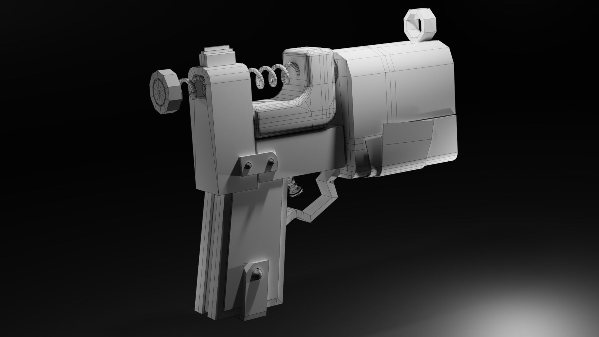 Homemade post-apocalyptic pistol Low-poly 3D model_43
