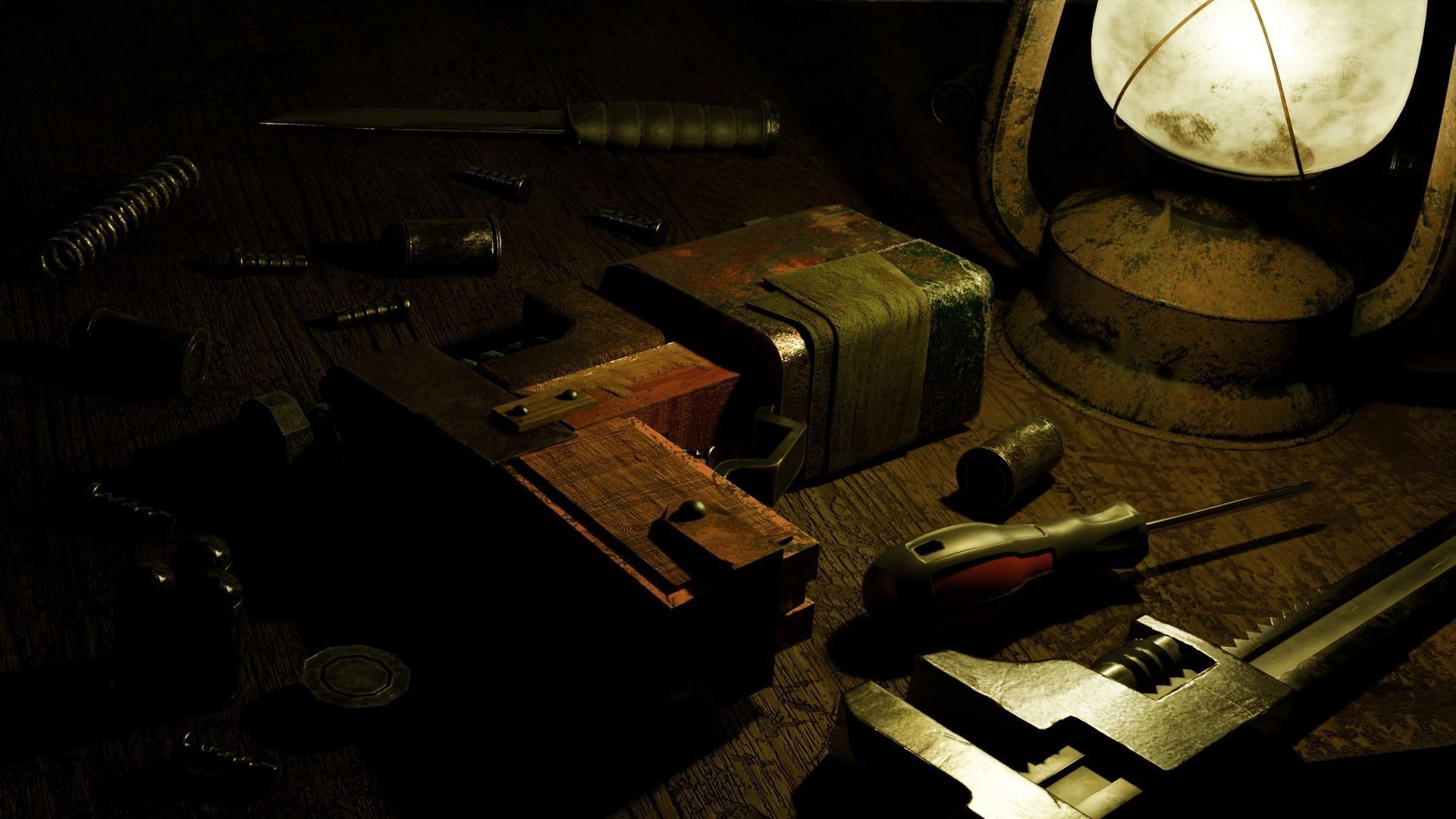 Homemade post-apocalyptic pistol Low-poly 3D model_8