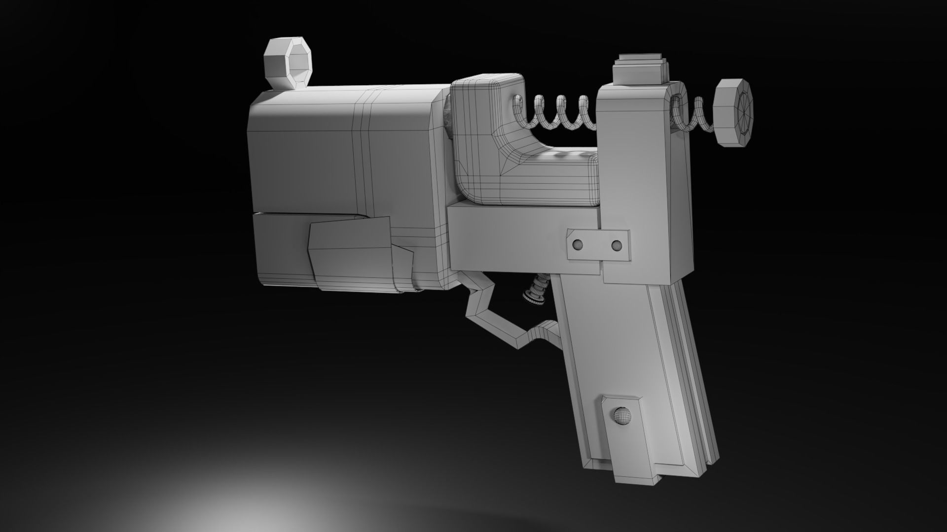 Homemade post-apocalyptic pistol Low-poly 3D model_48