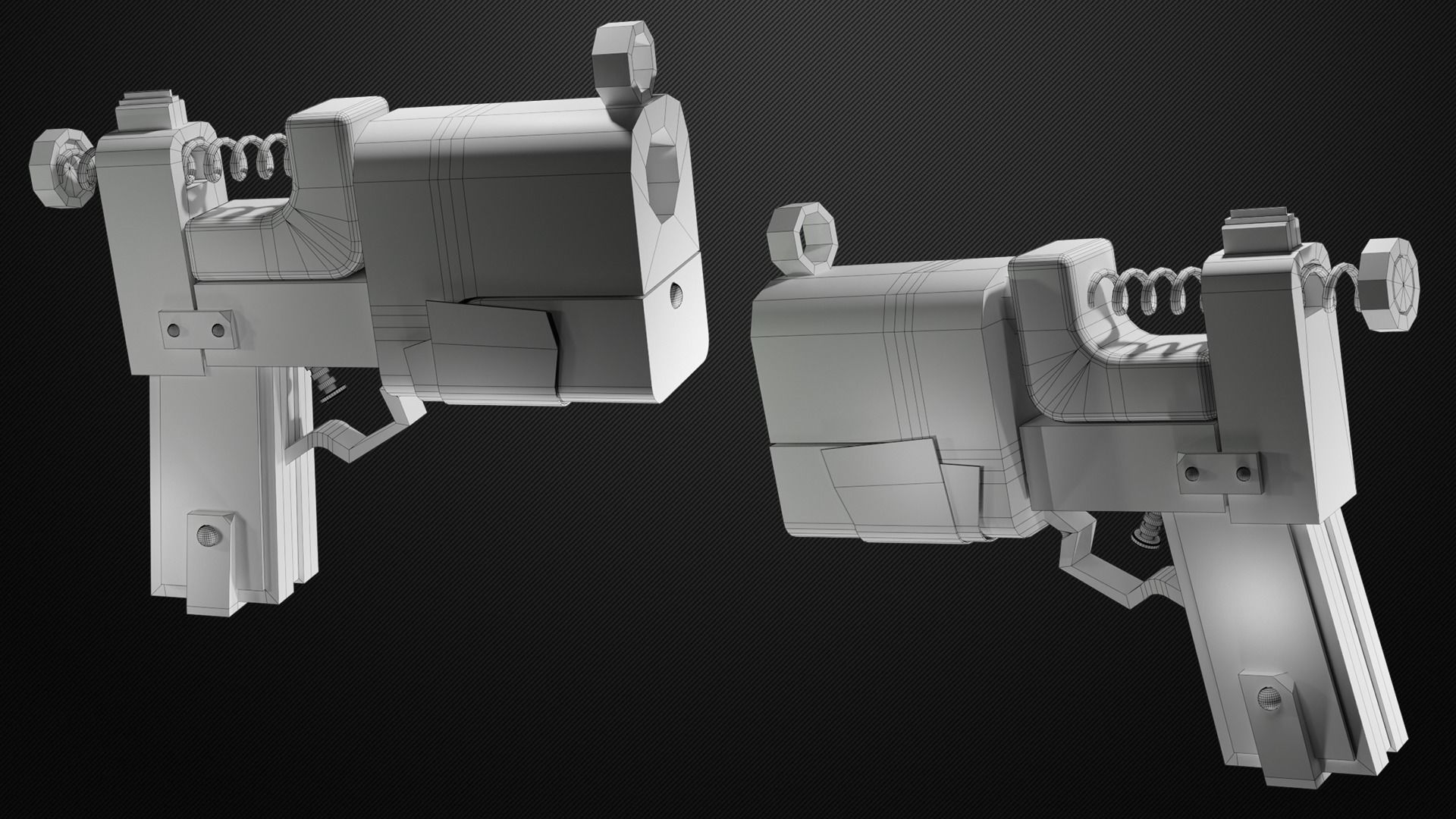 Homemade post-apocalyptic pistol Low-poly 3D model_6