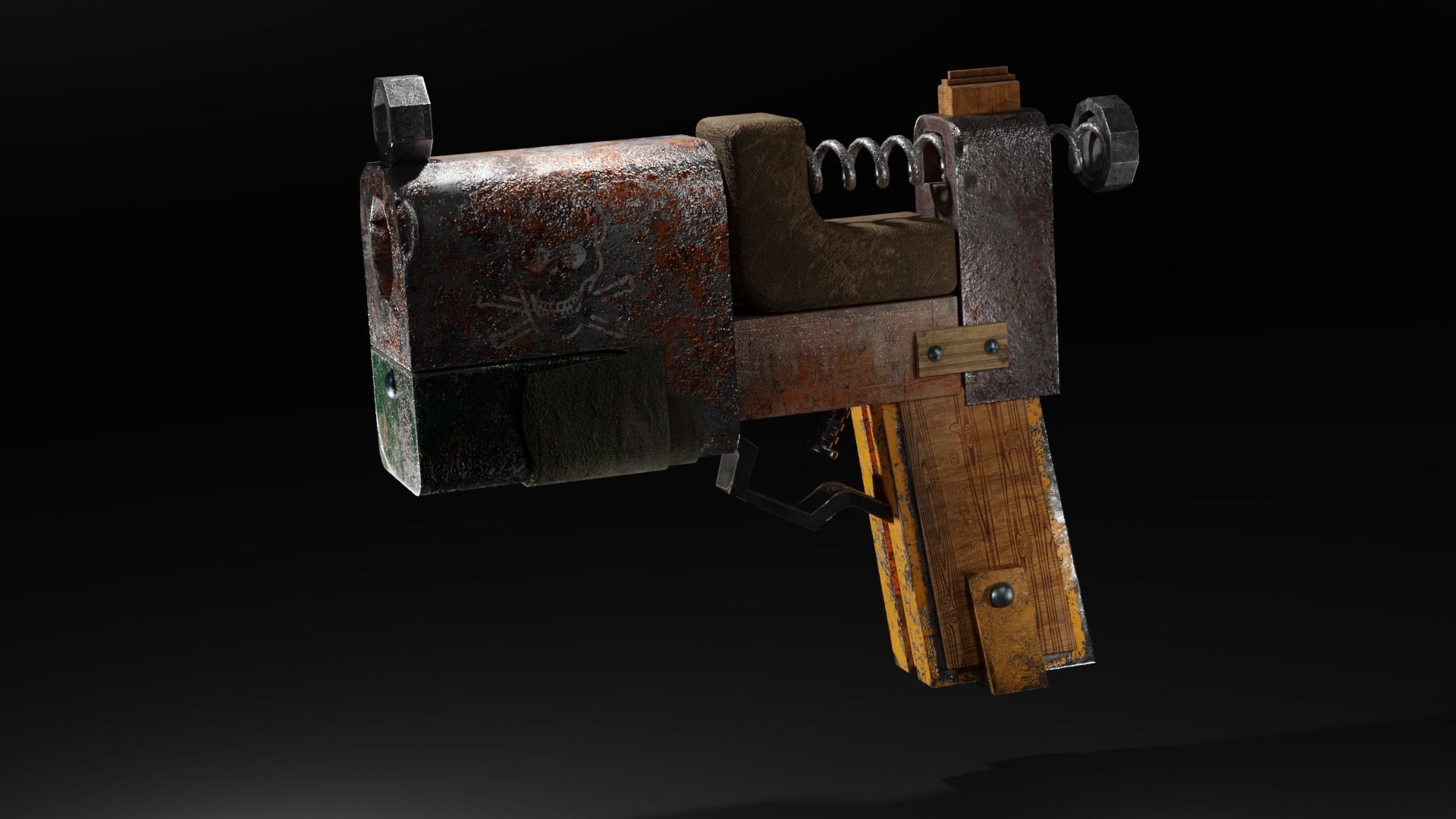 Homemade post-apocalyptic pistol Low-poly 3D model_30