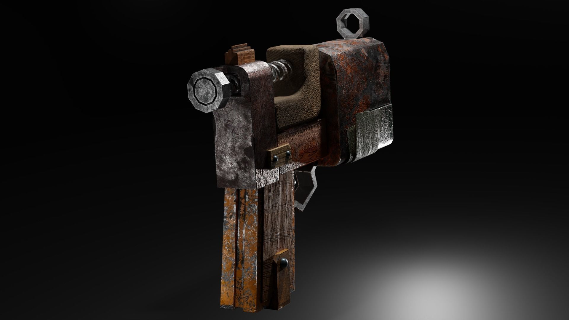 Homemade post-apocalyptic pistol Low-poly 3D model_23