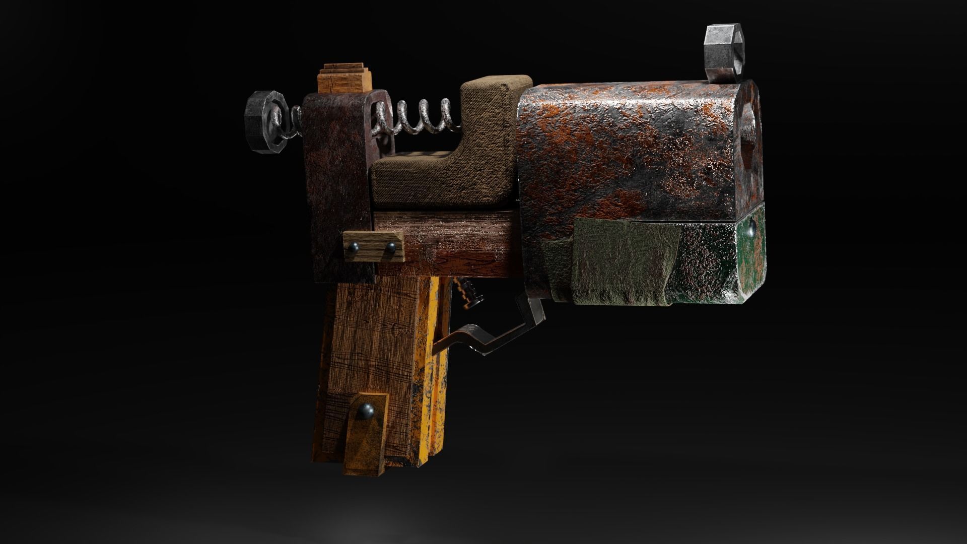 Homemade post-apocalyptic pistol Low-poly 3D model_20