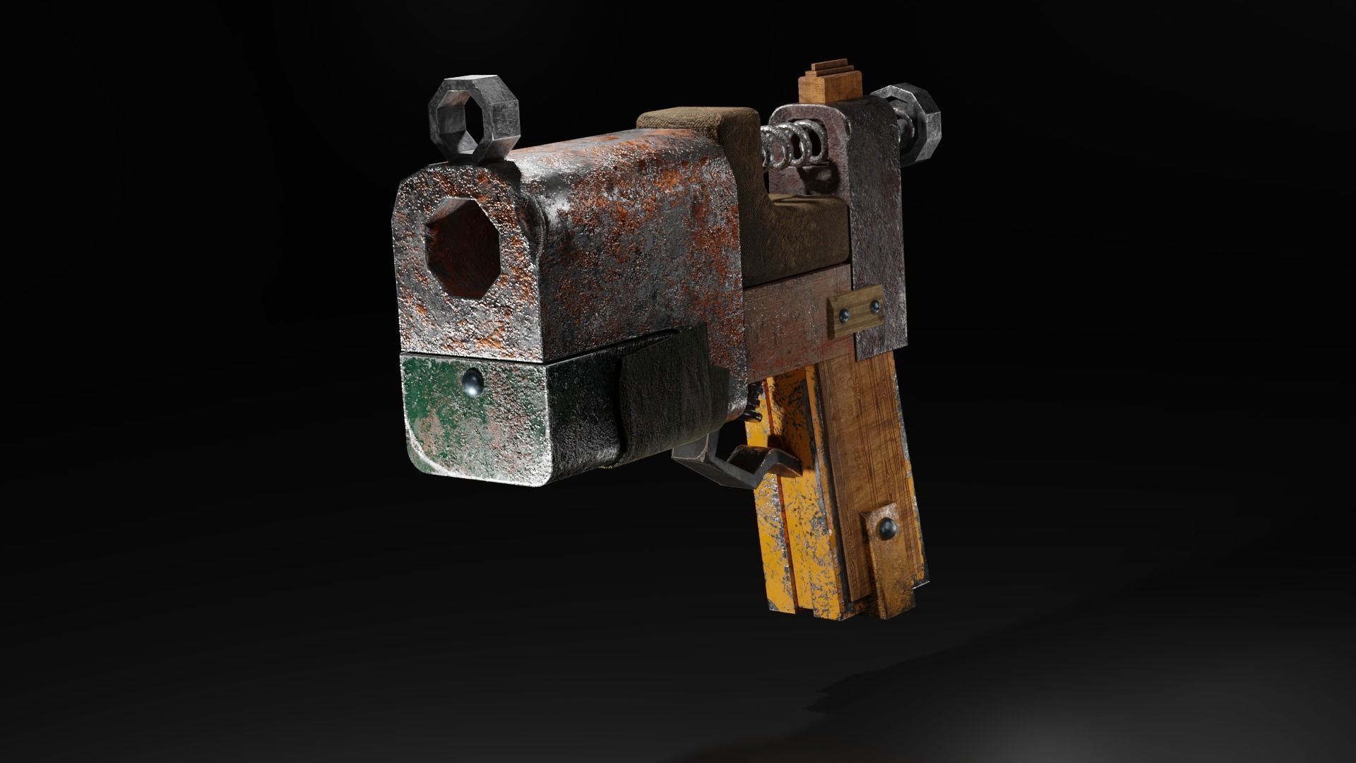 Homemade post-apocalyptic pistol Low-poly 3D model_15