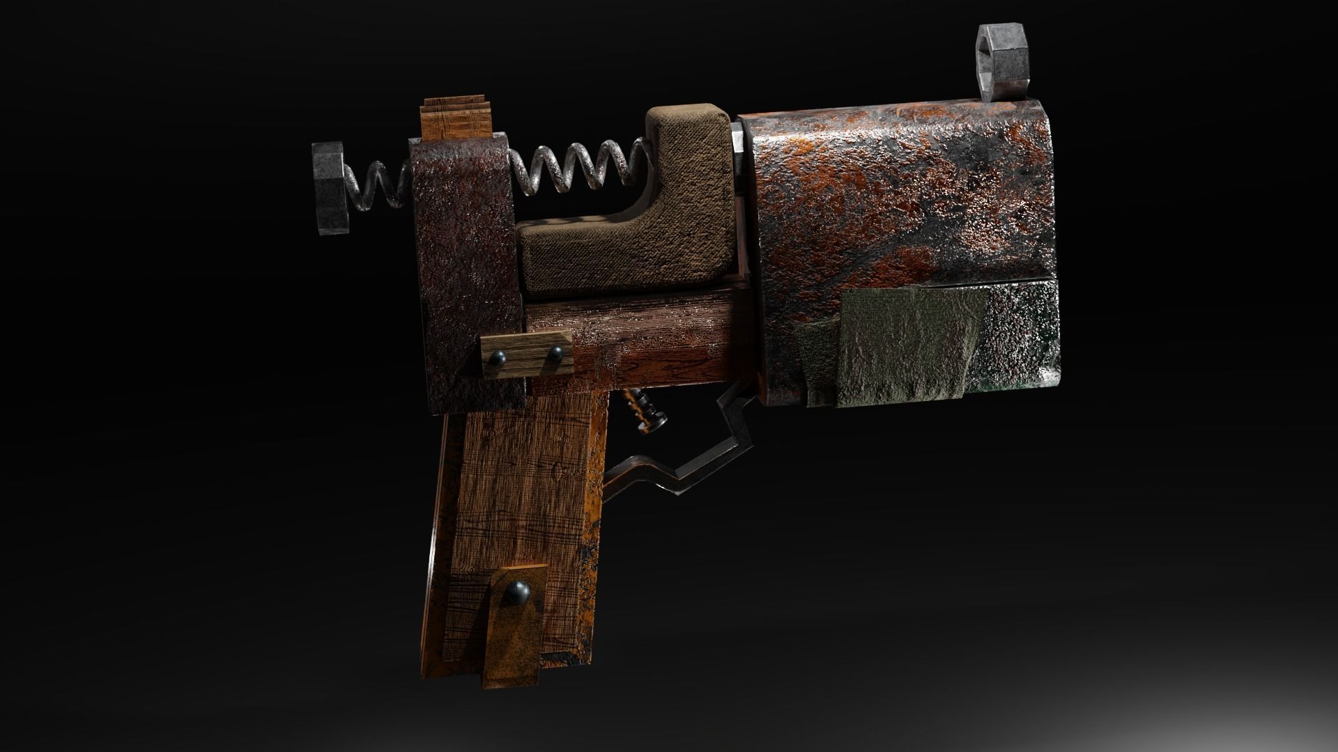 Homemade post-apocalyptic pistol Low-poly 3D model_21