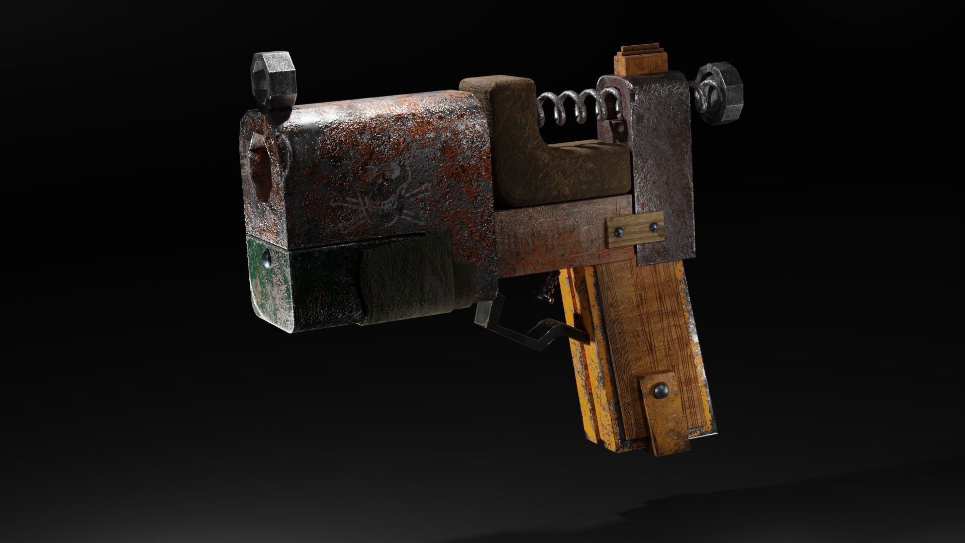 Homemade post-apocalyptic pistol Low-poly 3D model_31