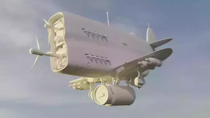 Plane airplane flying in sky 3D model