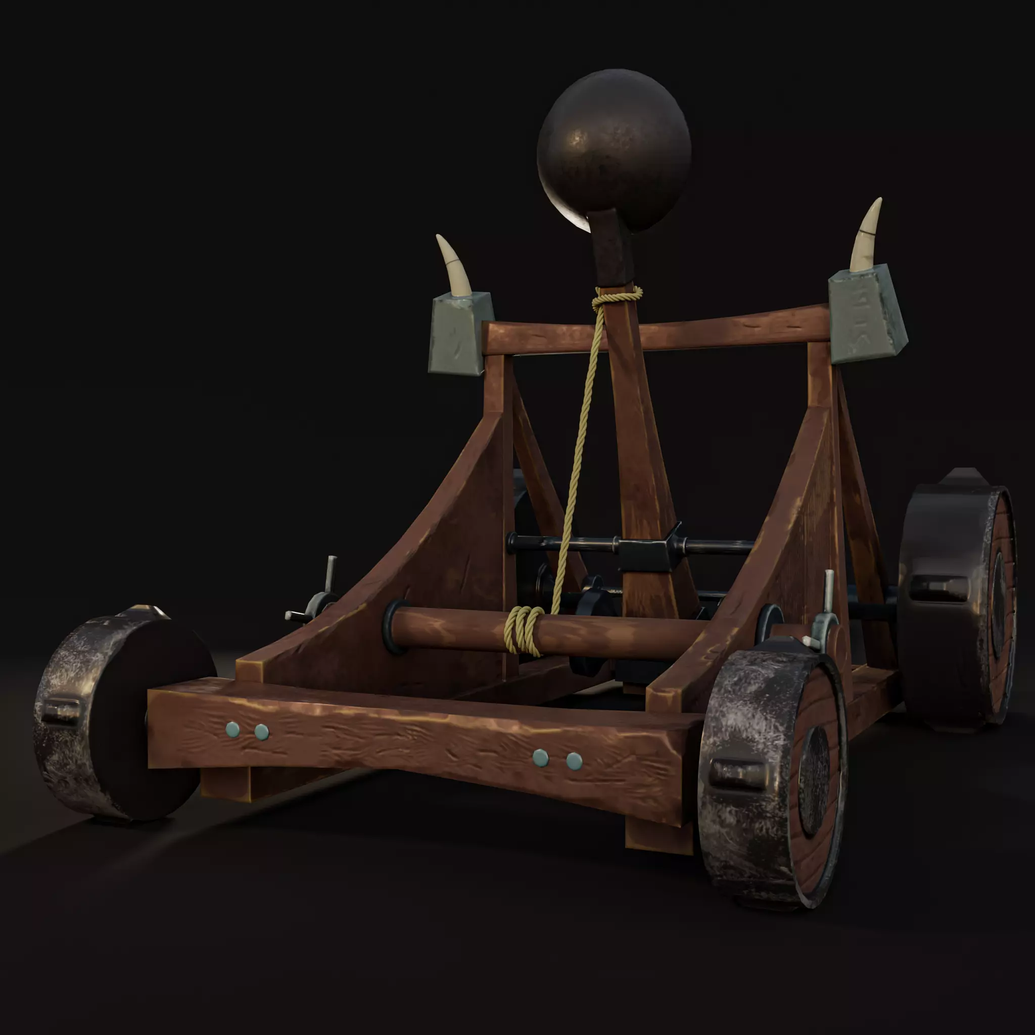 Stylized catapult Free low-poly 3D model