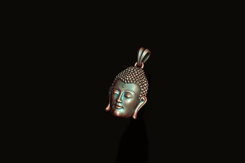 Buddha head pendant 3D print model_3