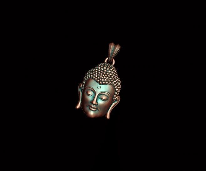 Buddha head pendant 3D print model_5