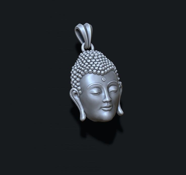 Buddha head pendant 3D print model_4