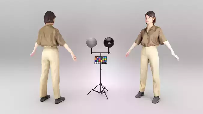 Beautiful woman in brown shirt ready for animation 336