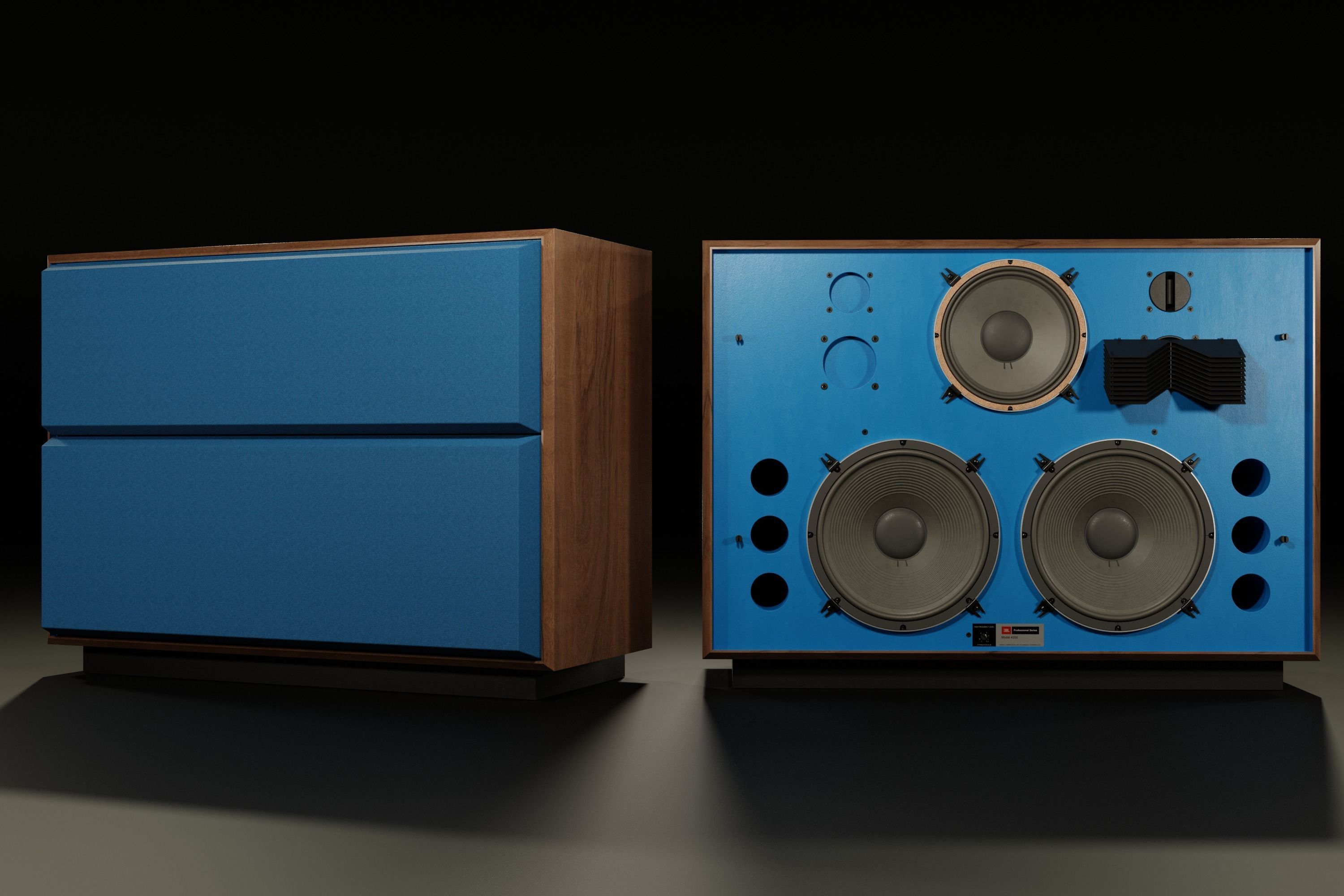 JBL 4350 Studio Monitors in Blue 3D model_1