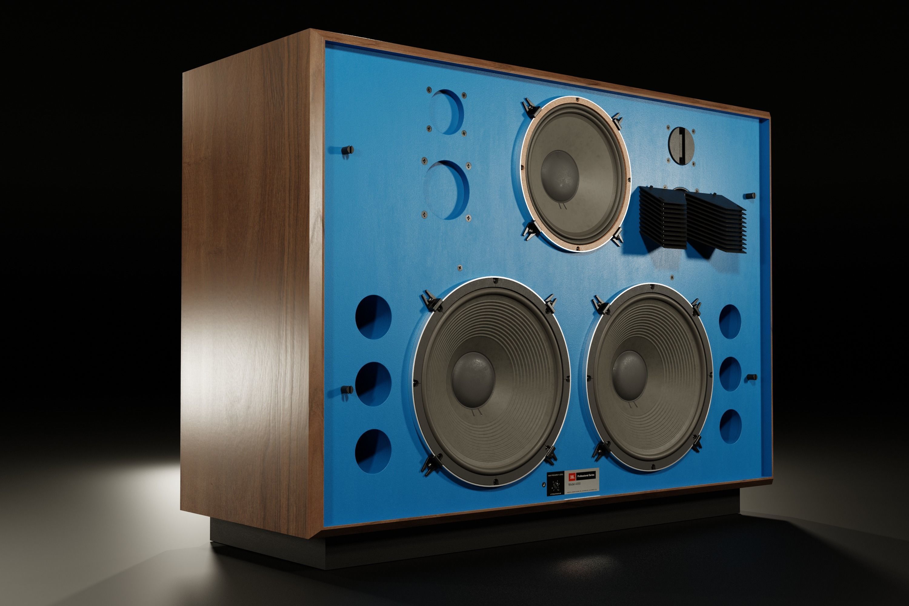 JBL 4350 Studio Monitors in Blue 3D model_2