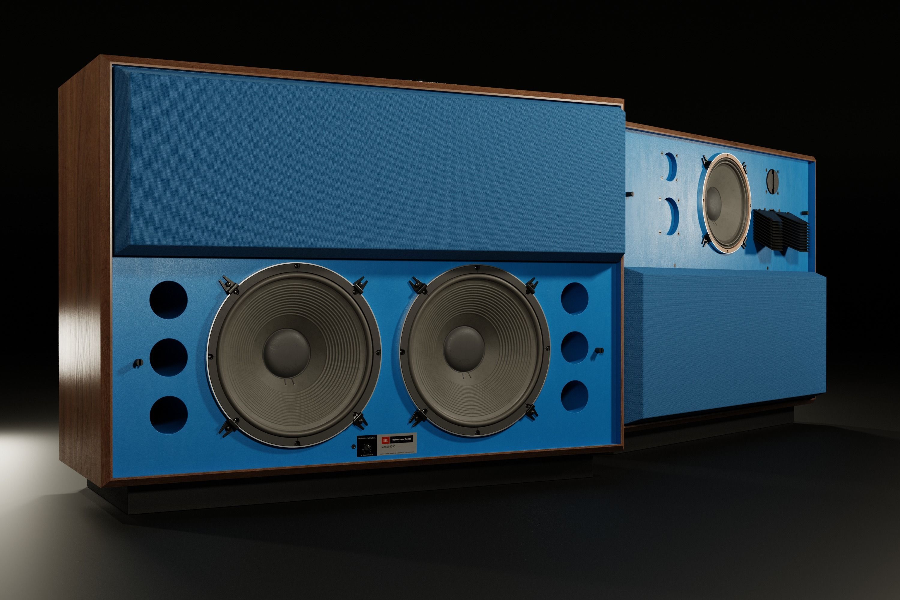 JBL 4350 Studio Monitors in Blue 3D model_9