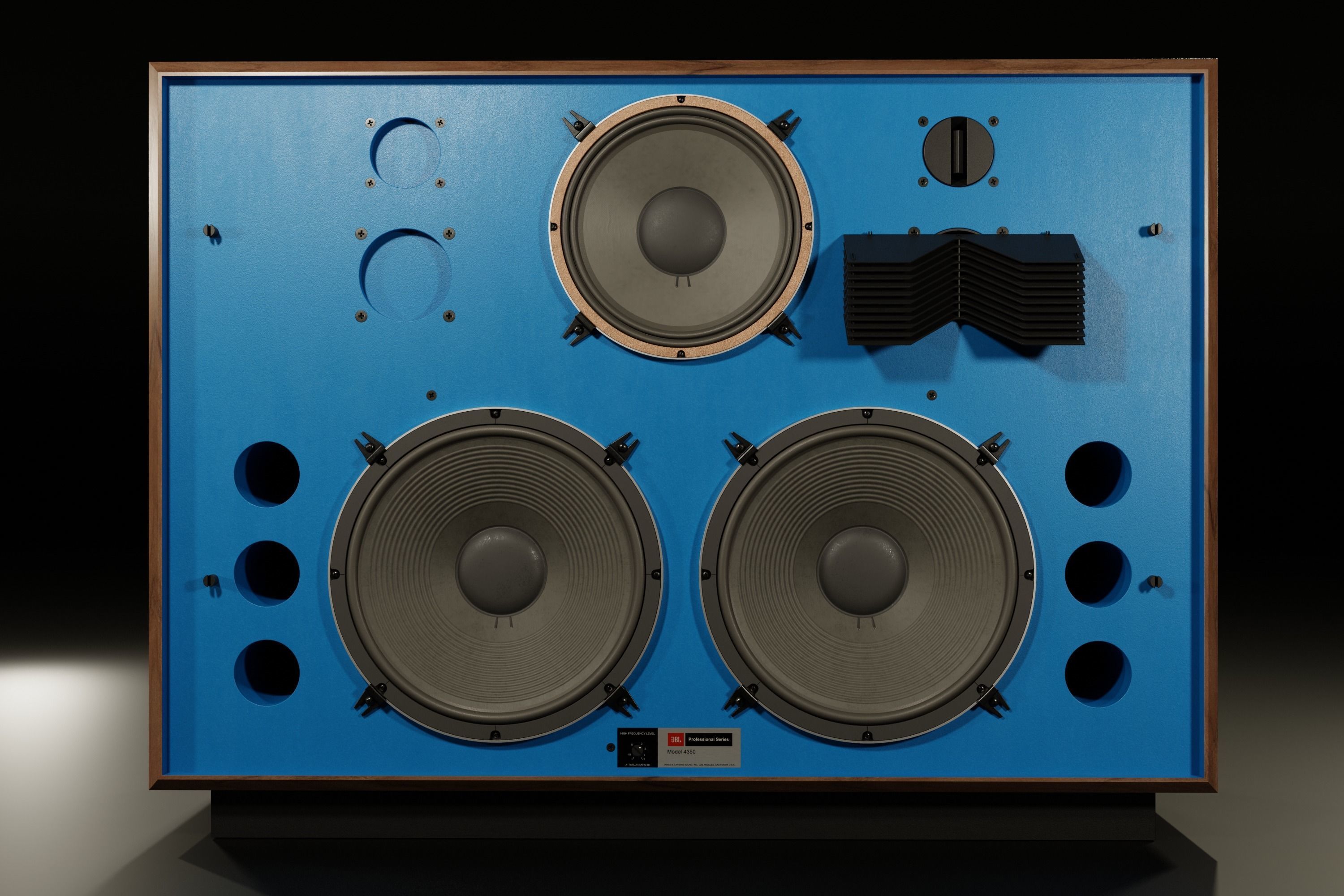 JBL 4350 Studio Monitors in Blue 3D model_4