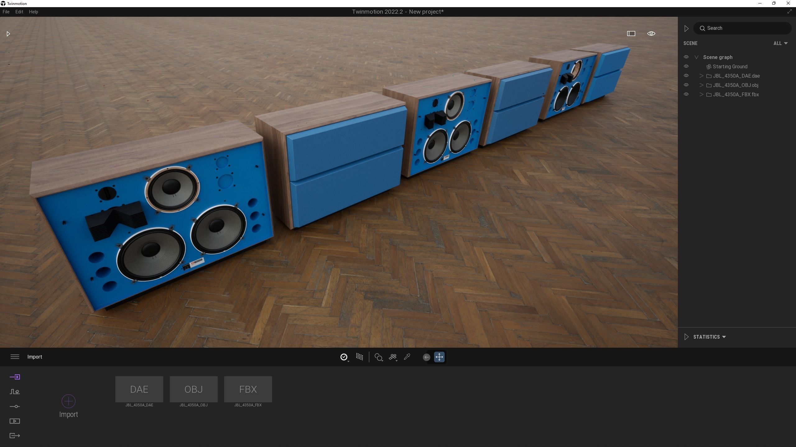 JBL 4350 Studio Monitors in Blue 3D model_13