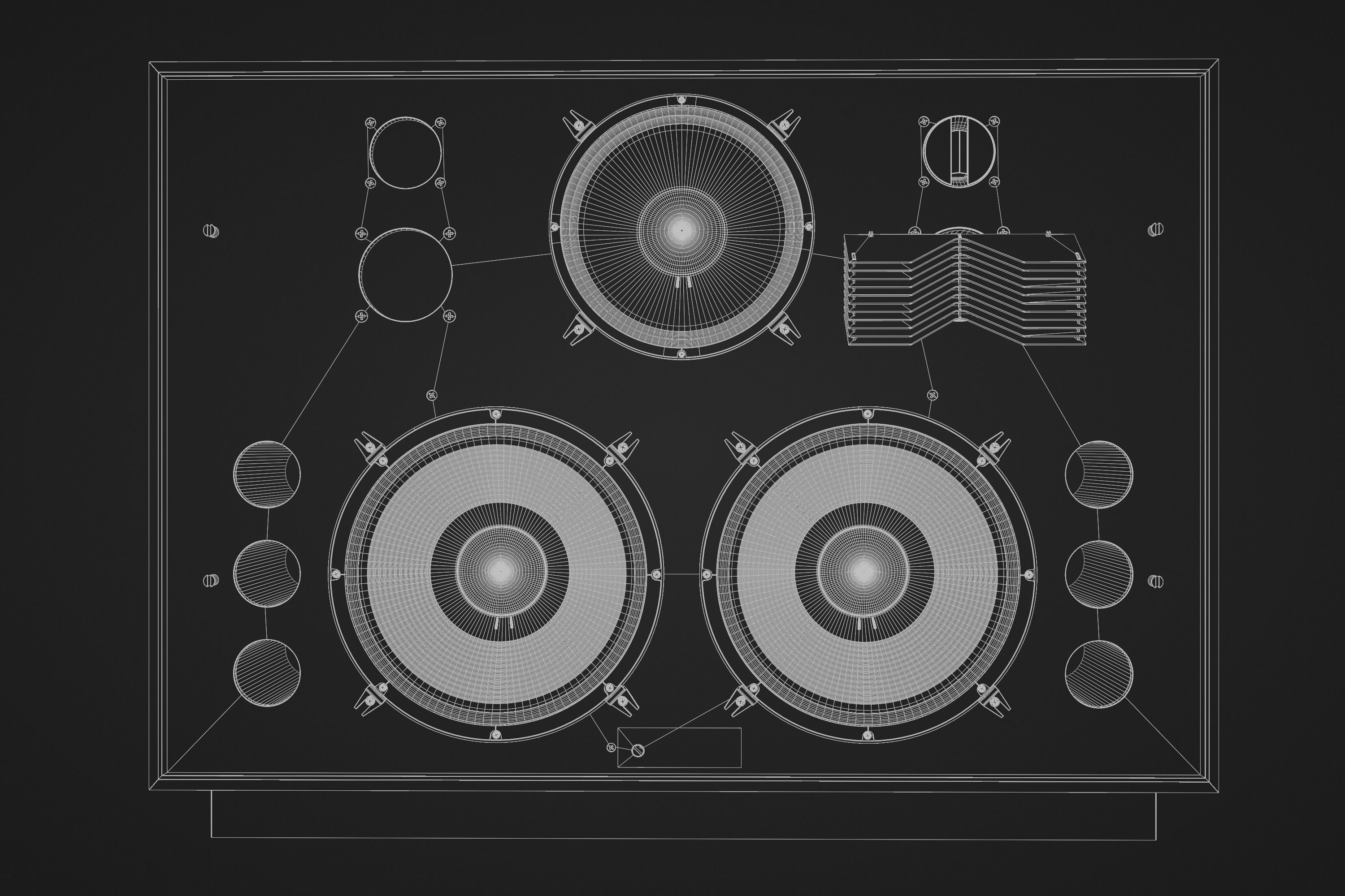 JBL 4350 Studio Monitors in Blue 3D model_25