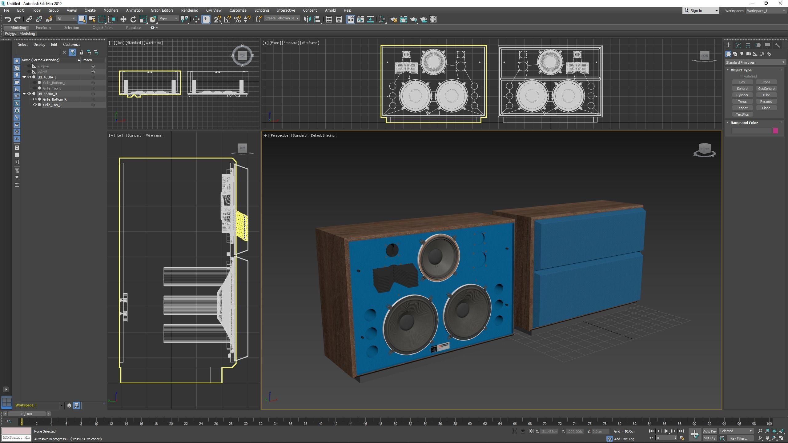 JBL 4350 Studio Monitors in Blue 3D model_14