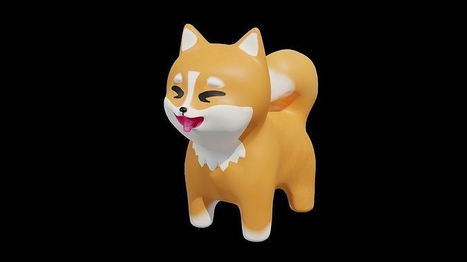 Free Cute Toon Shiba Inu  Free low-poly 3D model