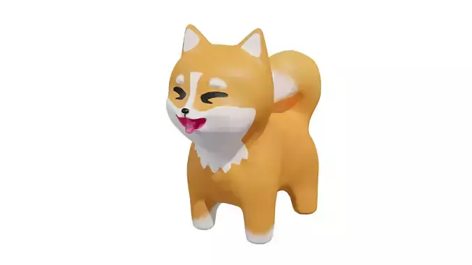 Free Cute Toon Shiba Inu  Free low-poly 3D model