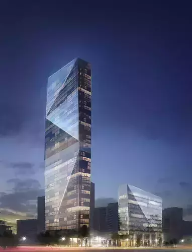 Skyscraper 3d model at night 3D model