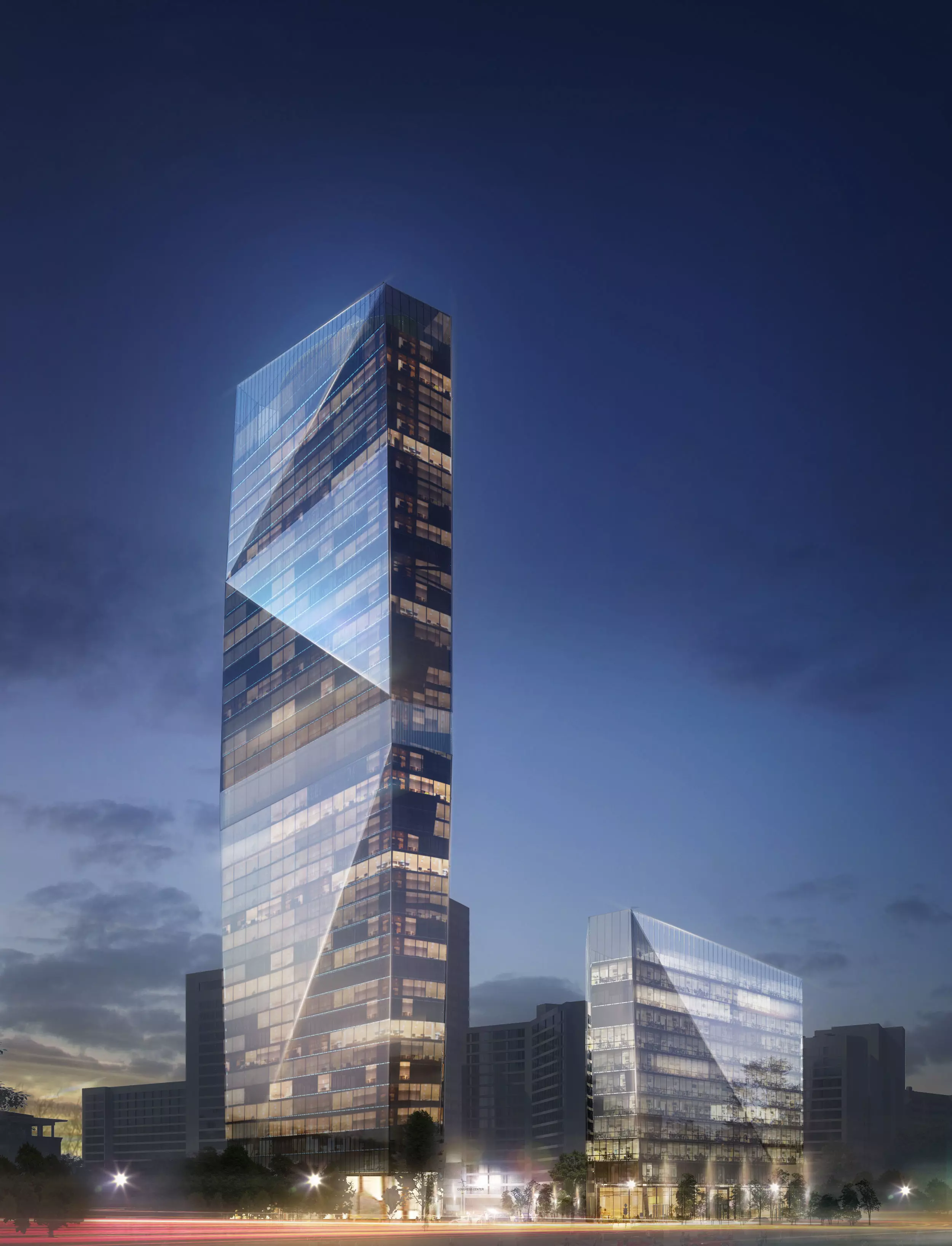 Skyscraper 3d model at night 3D model_0