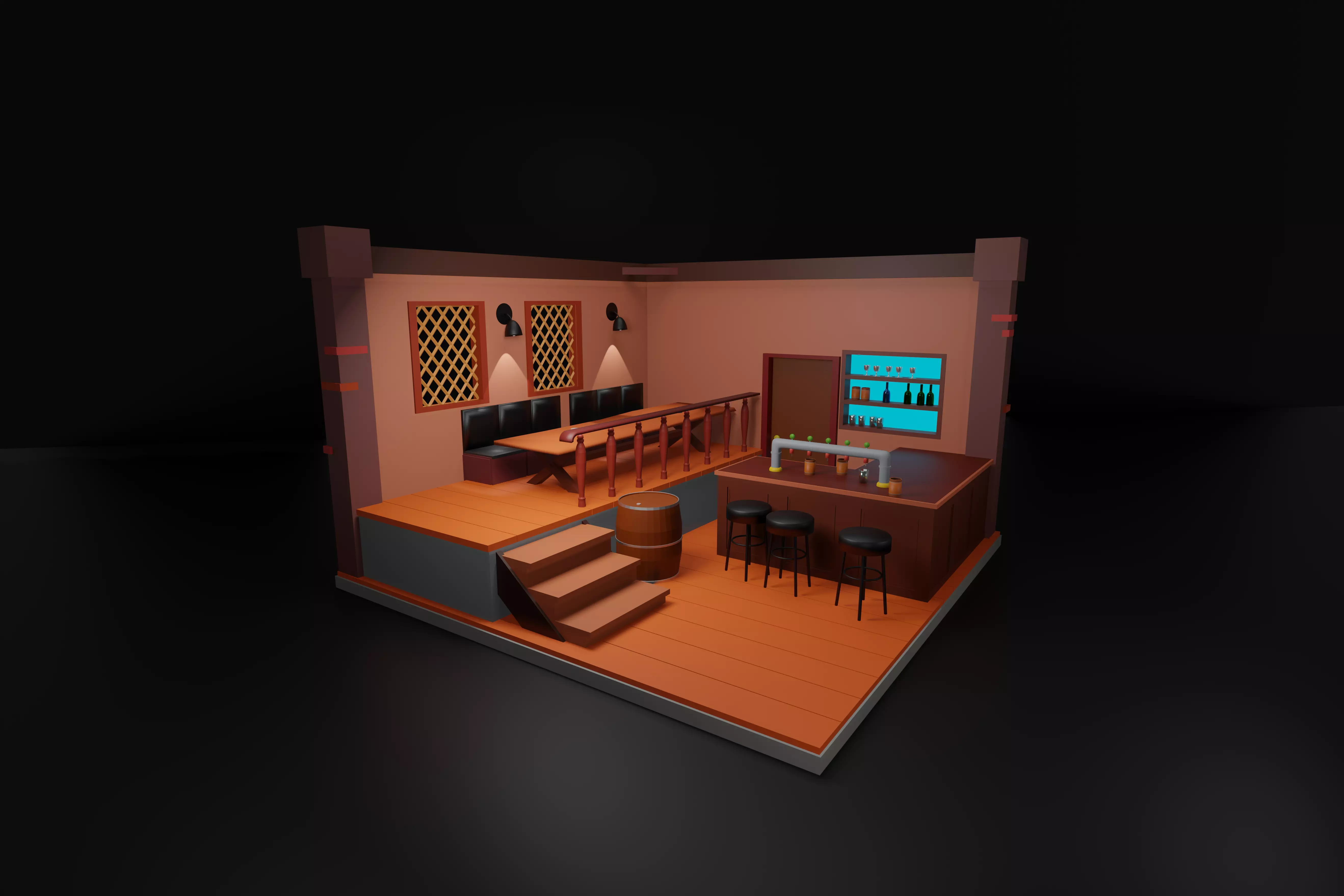 Pub from 19th century 3D model_0