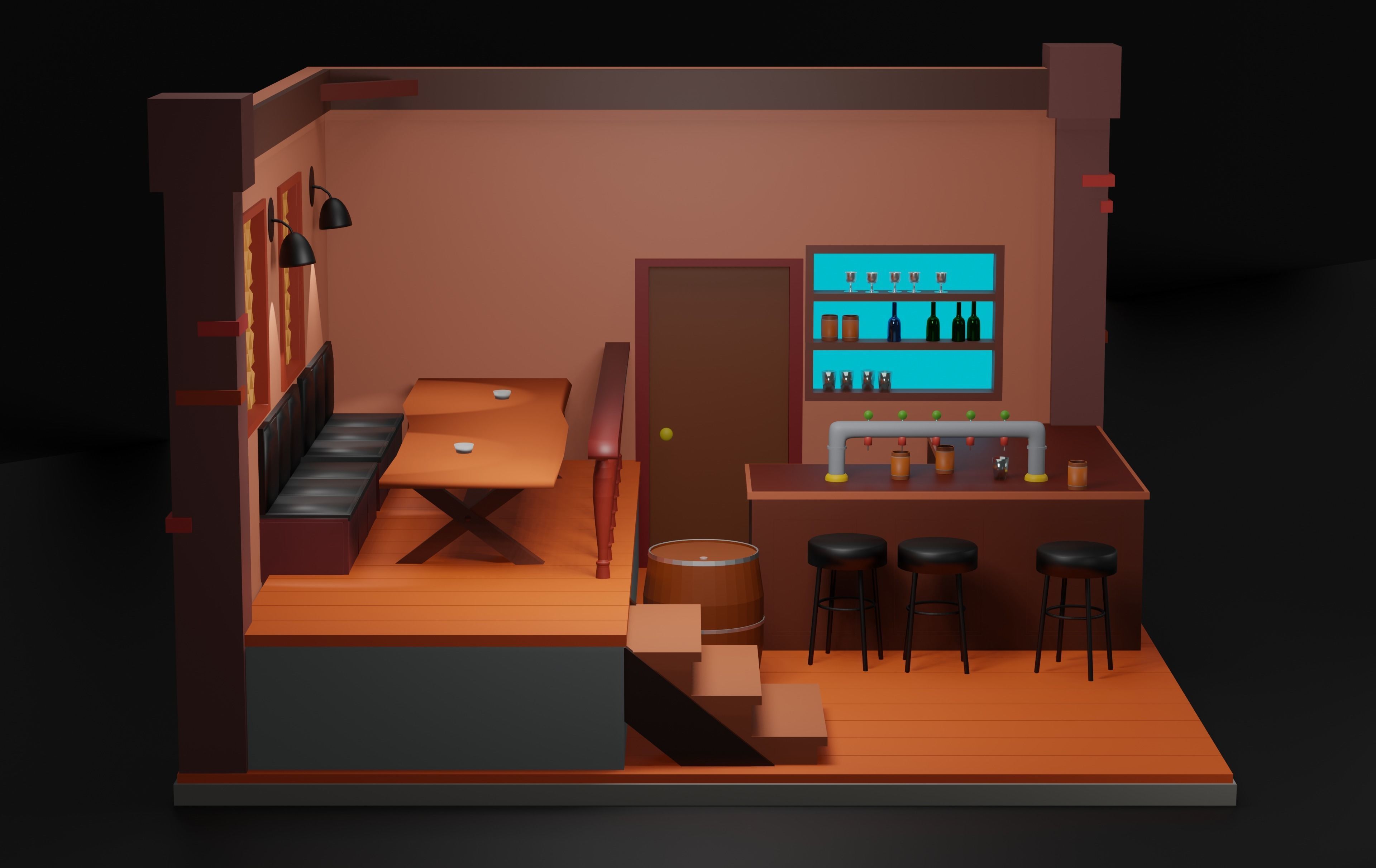 Pub from 19th century 3D model_2