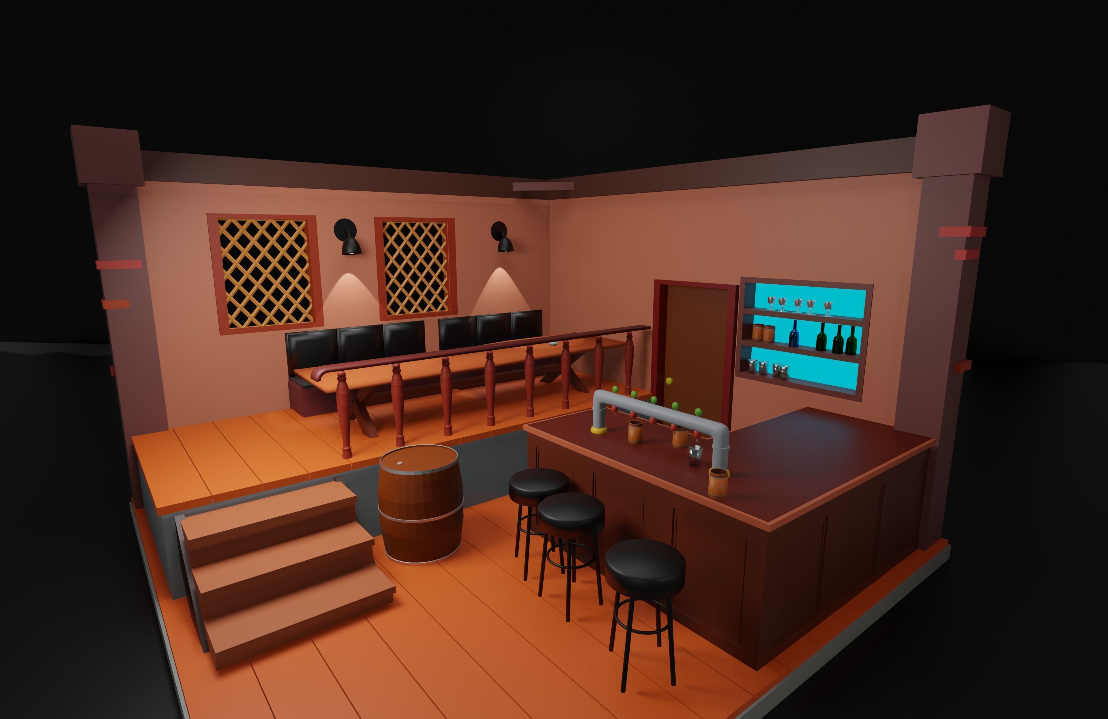 Pub from 19th century 3D model_1
